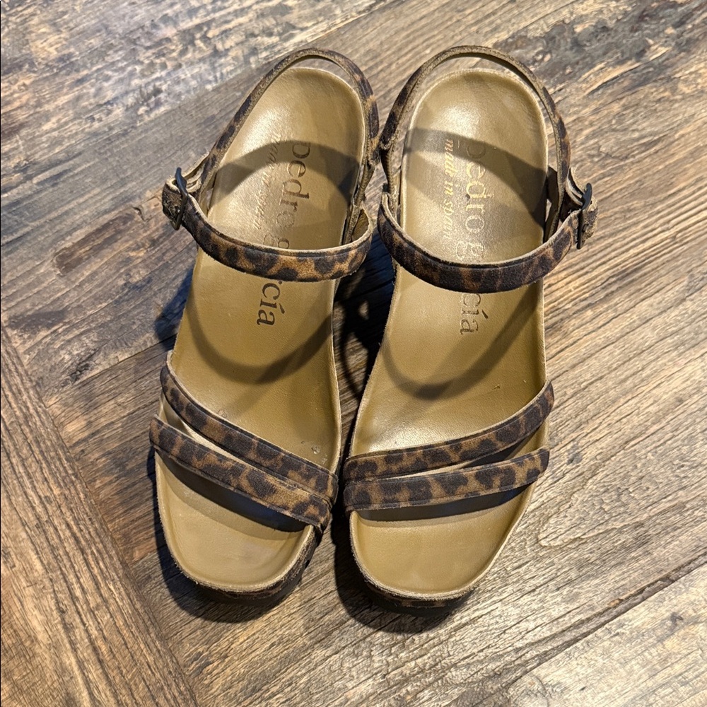 Pedro Garcia Brown Leopard Print Sandals